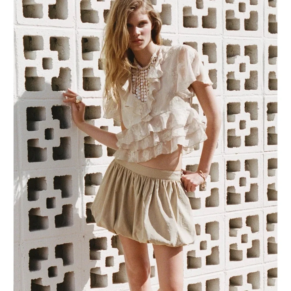 Zara Embroidered Ruffle Top - Picture 4 of 7